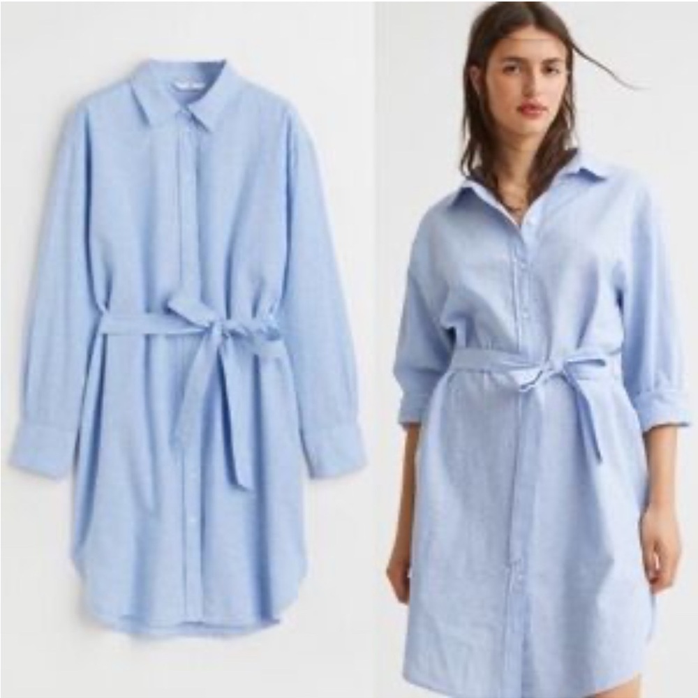 Brand New - H&M Light Blue Long Sleeve Dress-XS